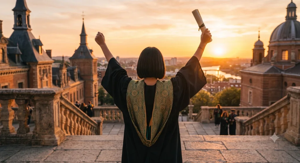 Étudiants internationaux sur un campus en Espagne